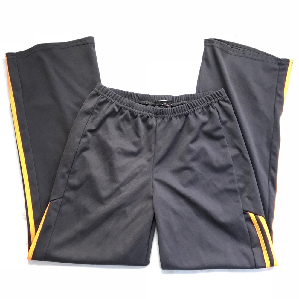 Gray and orange neon track pants medium
